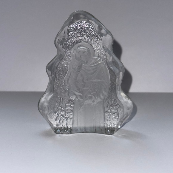 Other - St. Joseph and‎ Baby Jesus 4" Clear Glass Frosted Embossed Religious Paperweight